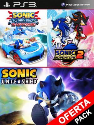 3 juegos en 1 Sonic Unleashed Mas Sonic Adventure 2 Mas Sonic All Stars Racing Transformed Ps3