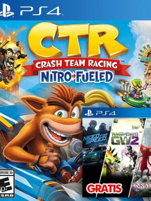 Crash Team Racing NitroFueled mas Regalo 3 JUEGOS EN 1 Need for Speed mas Plants vs Zombies Garden Warfare 2 mas Unravel PS4