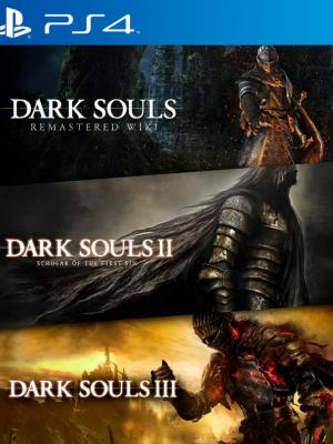 3 juegos en 1 DARK SOULS REMASTERED mas DARK SOULS II Scholar of the First Sin mas DARK SOULS III PS4